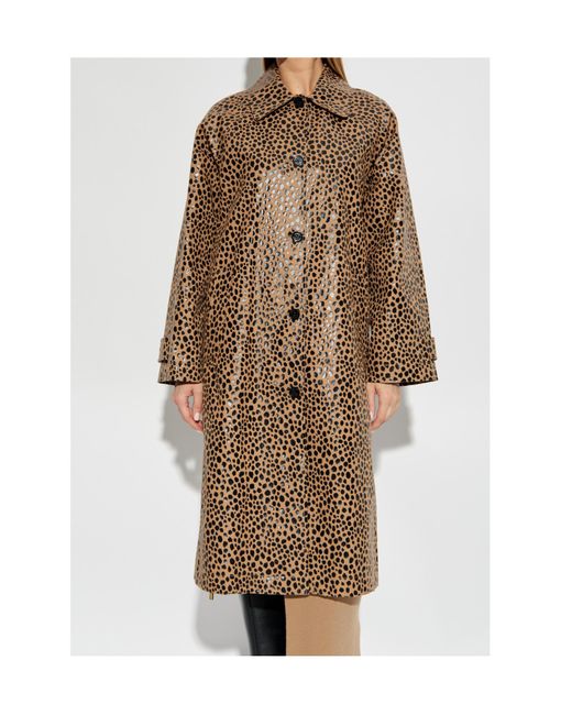 Michael Kors Natural Michael Leopard Printed Mid-Length Coat
