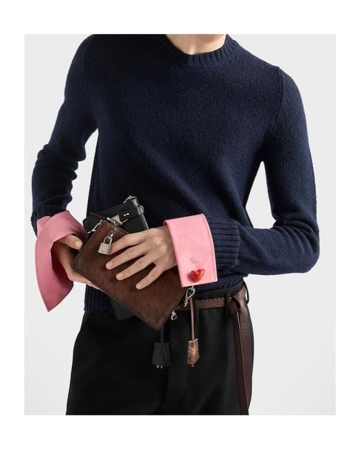 Prada Blue Shetland Wool Crew-Neck Sweater for men