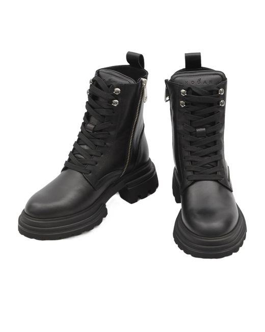 Hogan Black Chunky-Sole Lace-Up Ankle Boots