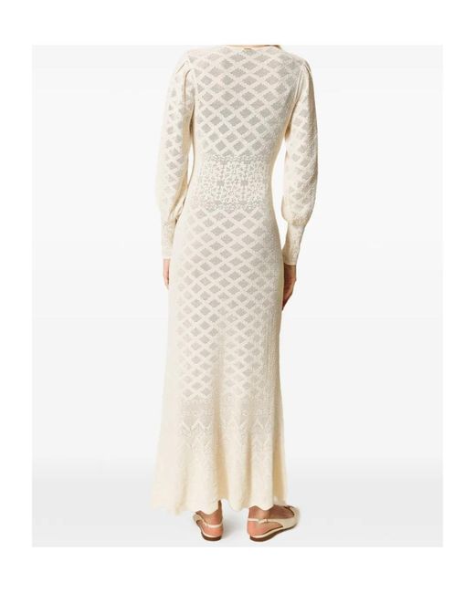Twinset White Floral Knitted Maxi Dress