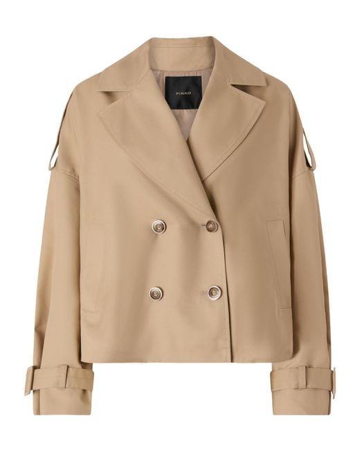 Pinko Natural Short Double-Breasted Trench Coat