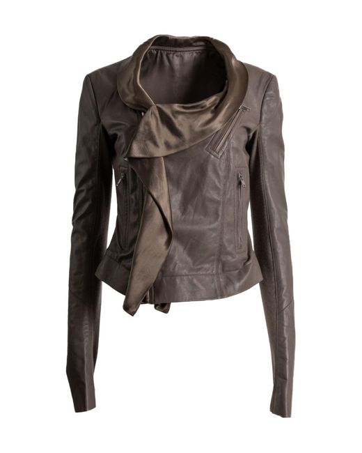 Rick Owens Brown Cropped Draped Jacket