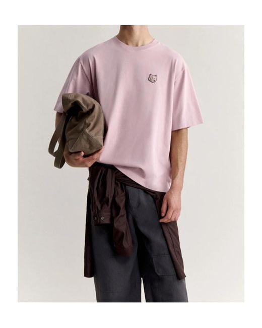 Maison Kitsuné Pink Fox Head Patch T-Shirt for men