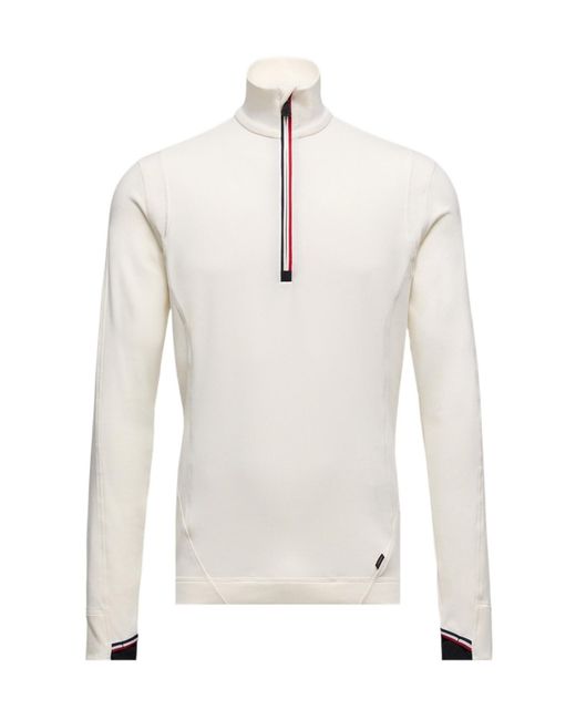 Moncler White Polartec Half-Zip Sweatshirt for men