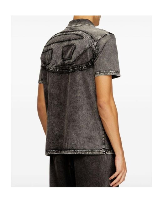 DIESEL Gray T-Rejust-Nc-Den Denim-Effect Polo Shirt for men