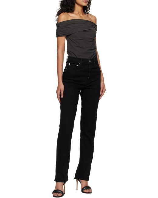 Agolde Black High-Waisted Straight-Leg Jeans