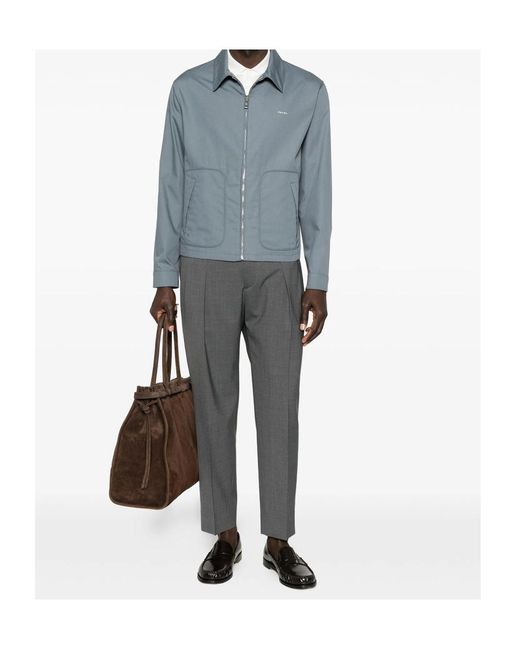 Prada Blue Technical Cotton Zipper Blouson Jacket for men