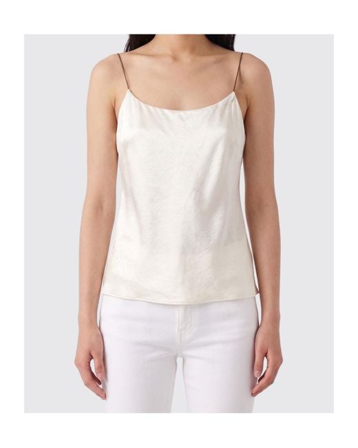 Alysi White Strappy Satin-Effect Top