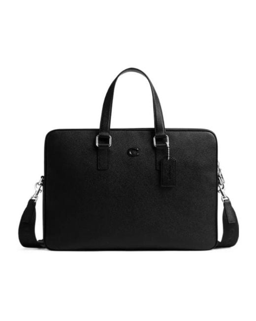COACH Black Caden Top Handle Leather Briefcase for men