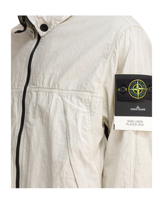 Stone Island Natural Plated-Ovd Raw-Linen Jacket for men