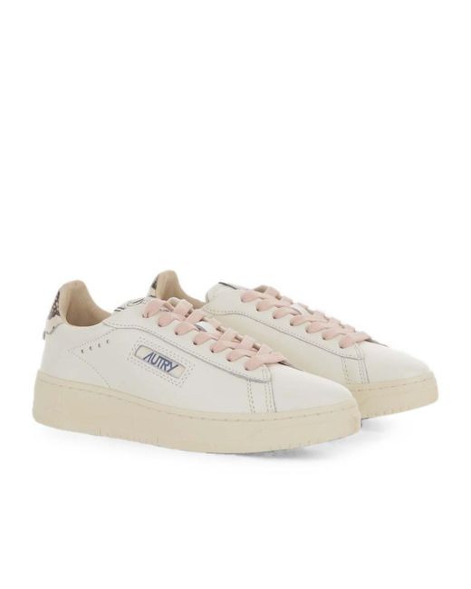 Autry White Textured Heel Low-Top Sneakers