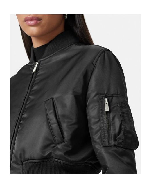 Versace Black Padded Cropped Bomber Jacket