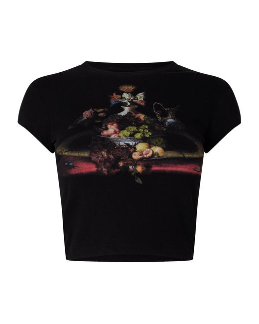 Vivienne Westwood Black Print Cropped Shortsleeve Tshirt