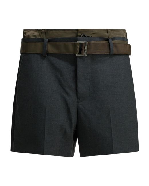 Sacai Black Buckle Detailed Shorts