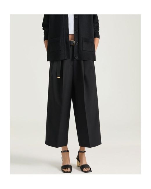 Givenchy Black Cropped Double Pleat Pants