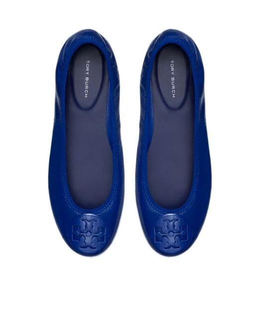 Tory Burch Blue Reva Travel Ballet Flats