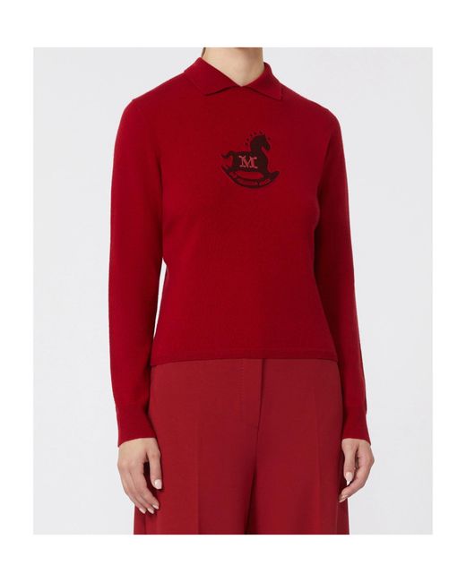 Max Mara Red Wool And Cashmere Slim Sweater