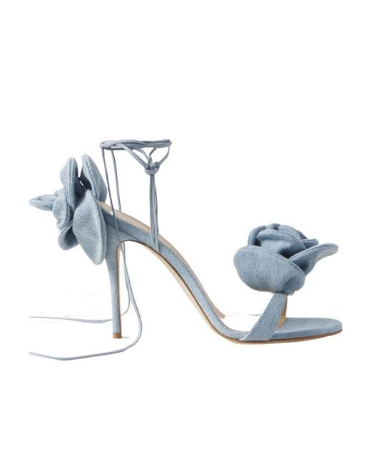 Magda Butrym Blue Floral Decal High-Heeled Sandals