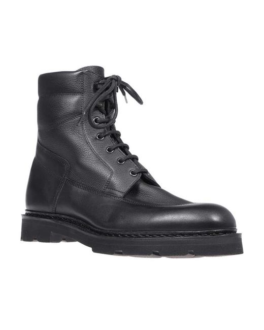 John Lobb Black Round Head Lace-Up Boots for men