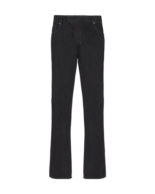 Balmain Black Logo Patch Belt-Looped Jeans for men