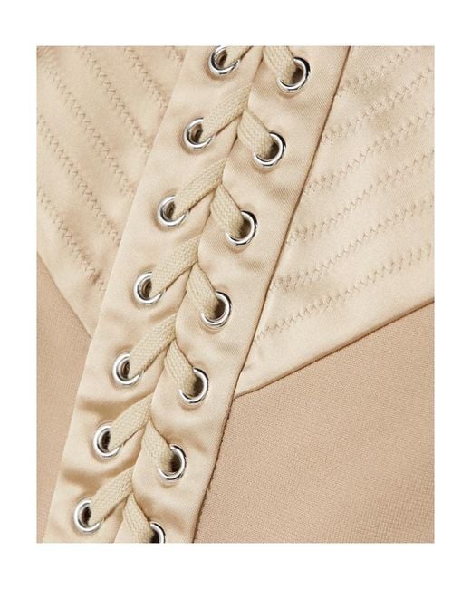 Dolce & Gabbana Natural High-Waisted Lace-Up Skirt