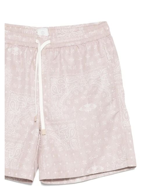 Eleventy Pink Drawstring Swim Trunks for men