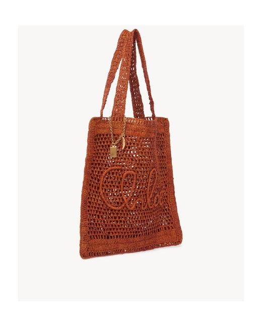 Chloé Red Chloé Summer Banana Logo-Detailed Tote Bag