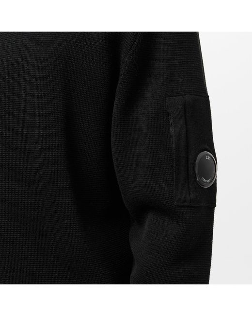 C P Company Black Mock-Neck Knit Jacket for men