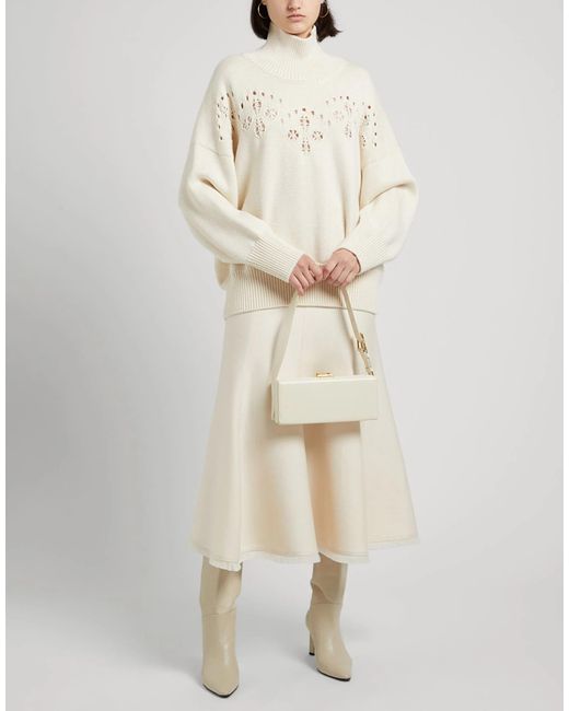 Chloé White Solid Turtleneck Sweater