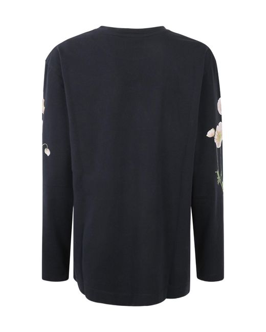 Simone Rocha Blue Poppy Field-Print Long-Sleeve T-Shirt