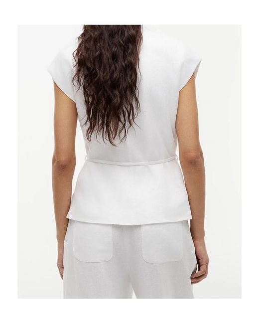 Tommy Hilfiger White Wrap-Style Sleeveless Blouse