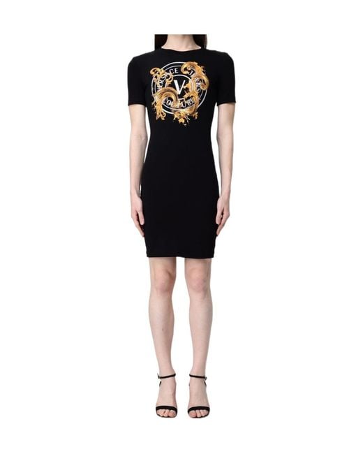 Versace Jeans Black Couture Baroque Logo Dress