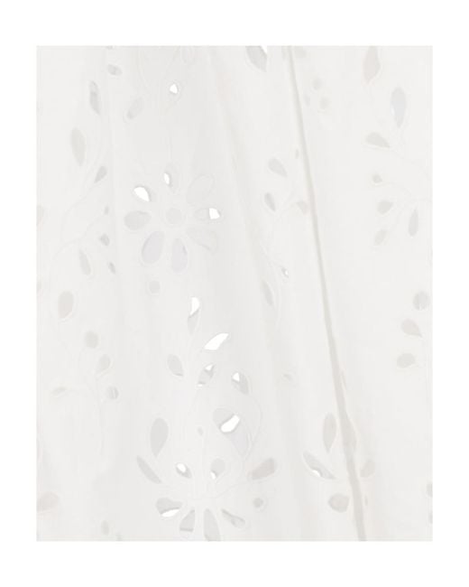 Chloé White Chloé Embroidered Mid-Length Skirt