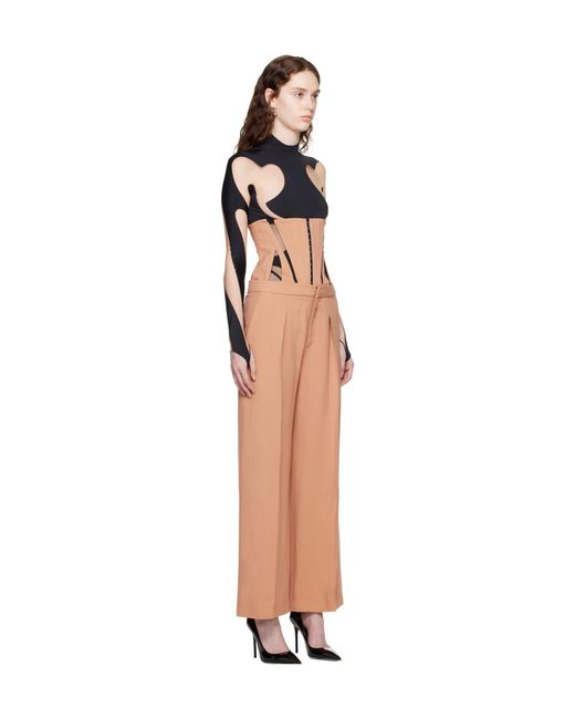 Mugler Natural Waist Stitching Casual Pants