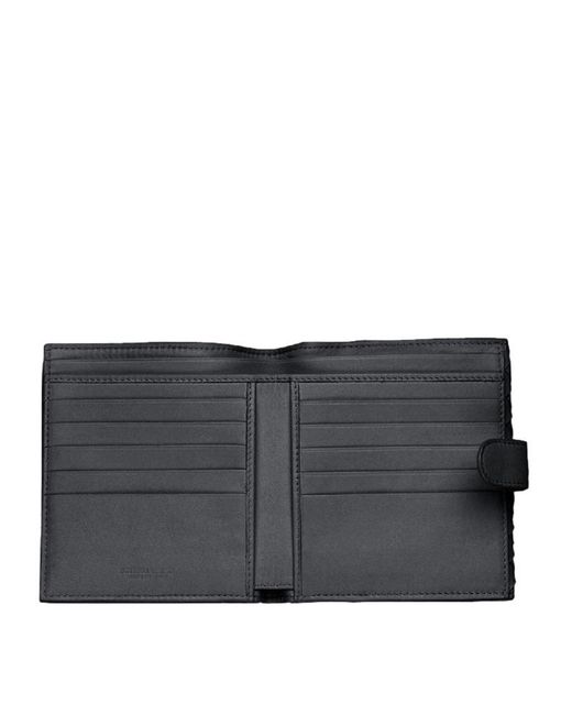 Bottega Veneta Black Weave Detail Short Purse for men