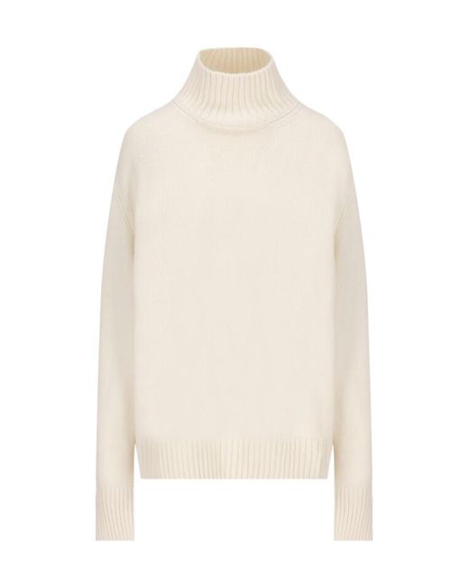 Loro Piana White Turtleneck Knitted Jumper