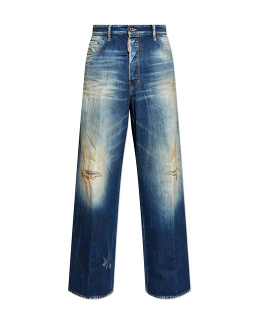 DSquared² Blue Loose Fit Distressed Jeans for men