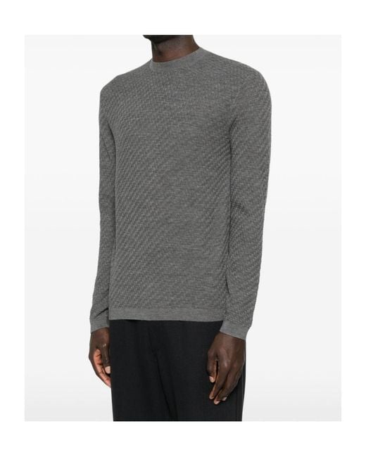 Emporio Armani Gray Wool Crewneck Sweater for men