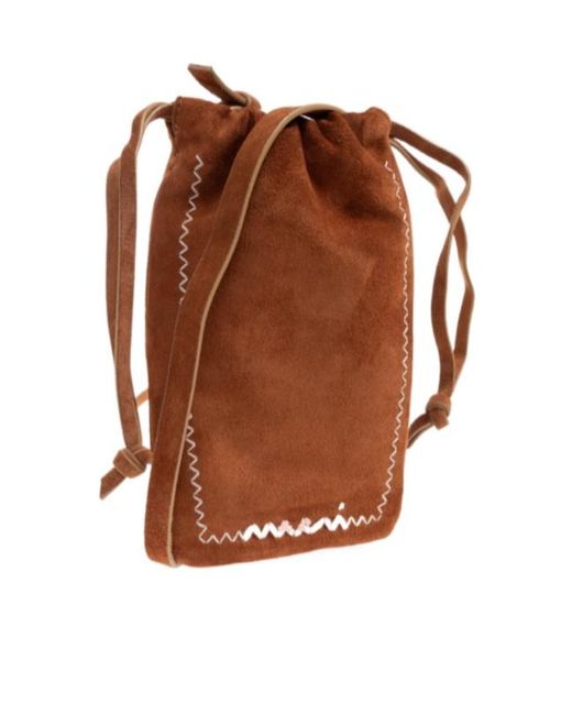 Marni Brown Logo Detailed Drawstring Phone Case