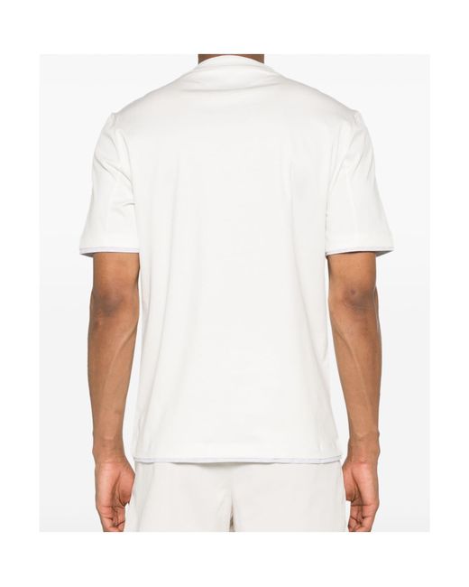 Brunello Cucinelli White Layered-Effect Crewneck T-Shirt for men