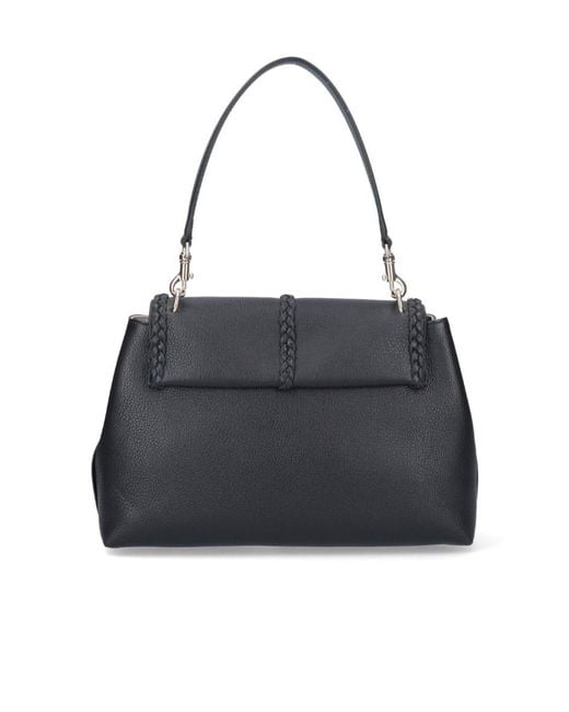 Chloé Black Chloé Penelope Braid Detailed Medium Shoulder Bag