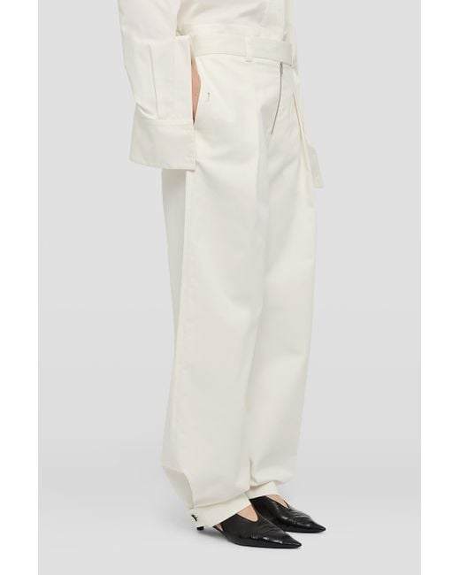 Jil Sander White Wide Leg Pleated Pants