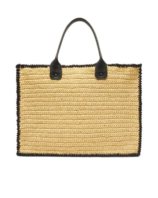 Valextra Metallic Soft Tote Raffia Crochet Large Bag