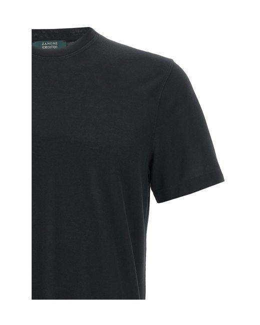 Zanone Black Crew Neck T-Shirt for men