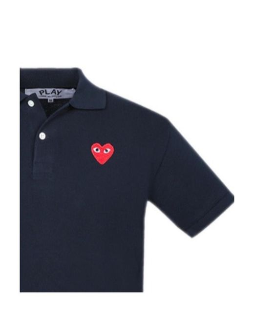 Comme des Garçons Blue Heart-Patch Polo Shirt for men