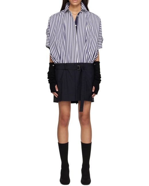 Sacai Blue Midi Cotton Poplin Dress