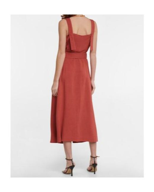 Altuzarra Red Audrey Linen-Effect Midi Dress