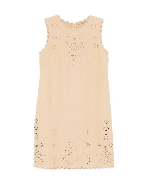 Ermanno Scervino Natural Broderie-Anglaise Midi Dress
