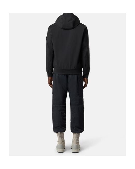 Stone Island Blue Logo Patch Zip-Up Hooded Jacket for men