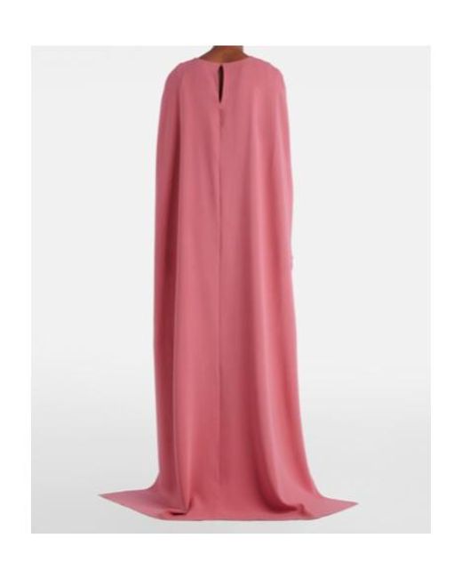 Oscar de la Renta Pink Caped Silk-Blend Gown